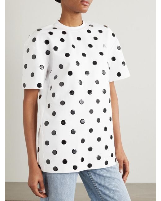 Area White Crystal-Embellished Appliquéd Jersey T-Shirt