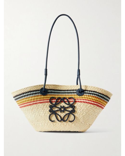Sac À Main En Raphia À Rayures Et À Finitions En Cuir Anagram Basket X Paula's Ibiza Loewe en coloris Natural
