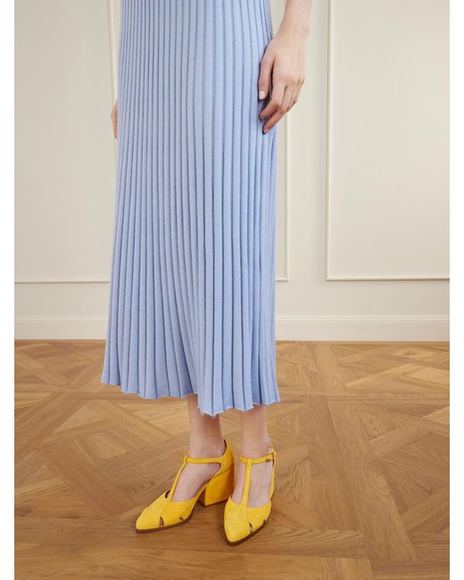 Gabriela Hearst Yellow Hawes 80 Suede Pumps