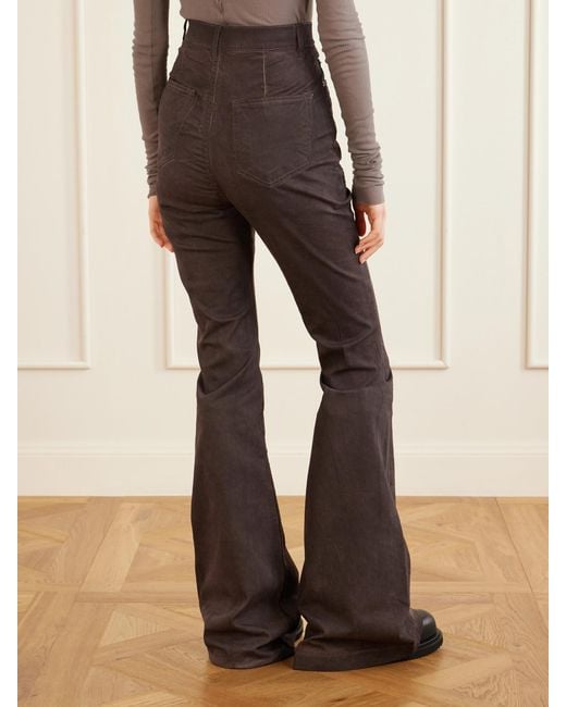 Rick Owens Gray Bolan High-Waist Flared Jeans