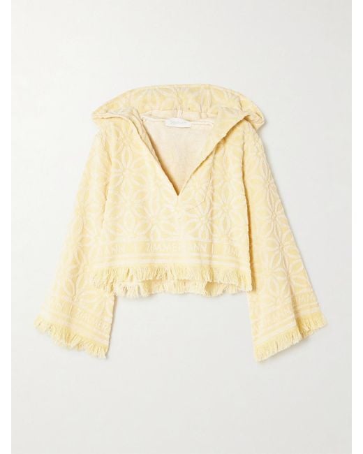 Zimmermann Natural Coco Towelling Crocheted Cotton Hooded Top