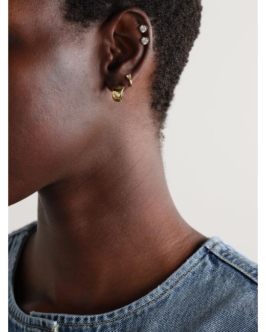 Jennifer Meyer Natural Mini Hammered 18-Karat Hoop Earrings