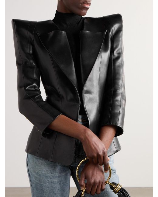 Balmain Black Blazer Aus Leder