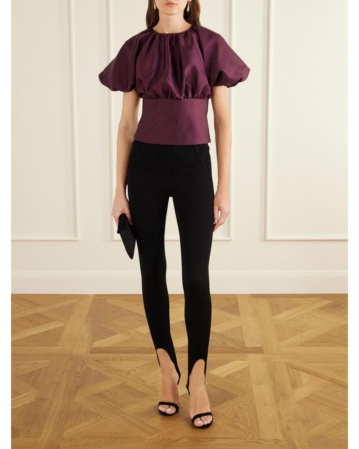 Self-Portrait Purple Gathered Taffeta Top
