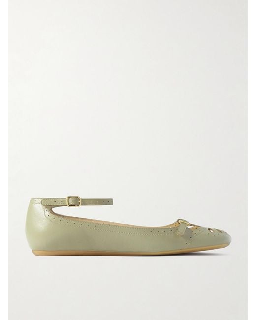 Chloé Natural Misty Laser-Cut Leather Ballet Flats