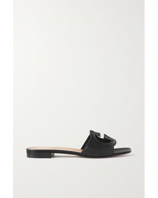 Gucci Cutout Leather Slides in Black Lyst UK