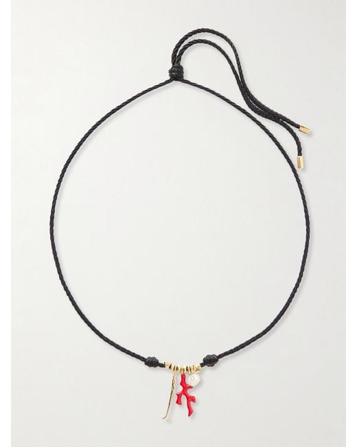 Joolz by Martha Calvo White Sardina-Plated, Pearl And Silk Necklace