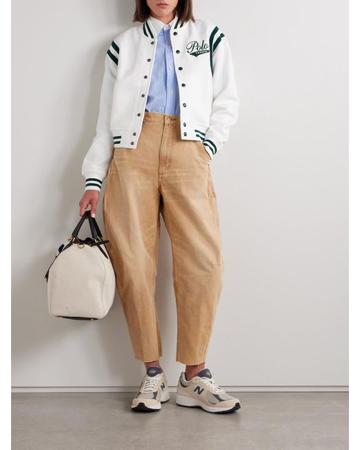 Polo Ralph Lauren Natural Cropped Cotton-Canvas Barrel-Leg Pants