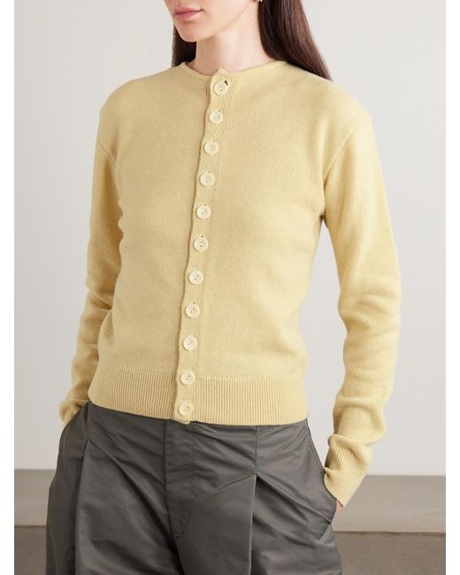Lemaire Yellow Reversible Wool And Cashmere-Blend Cardigan