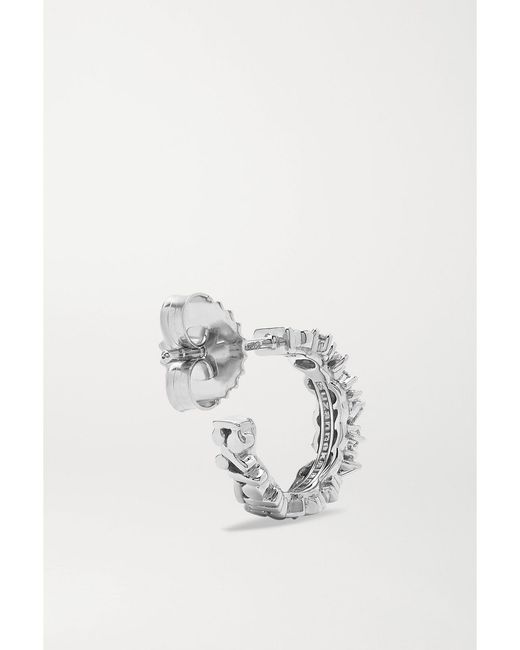 Suzanne Kalan White Shimmer 18-Karat Diamond Hoop Earrings