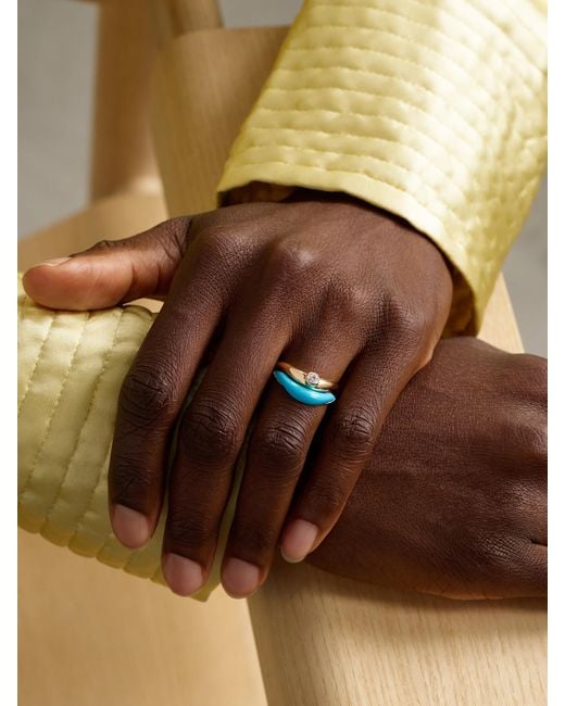 L'Atelier Nawbar Blue Boa Stackable Set Of Two 18-Karat, Diamond And Rings