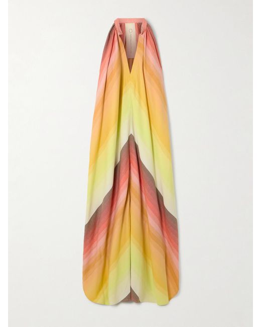 Marrakshi Life White Striped Gathered Cotton Maxi Dress
