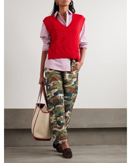 Mother Green The Drawn Half-Pipe Ankle Camouflage-Print Cotton Wide-Leg Pants