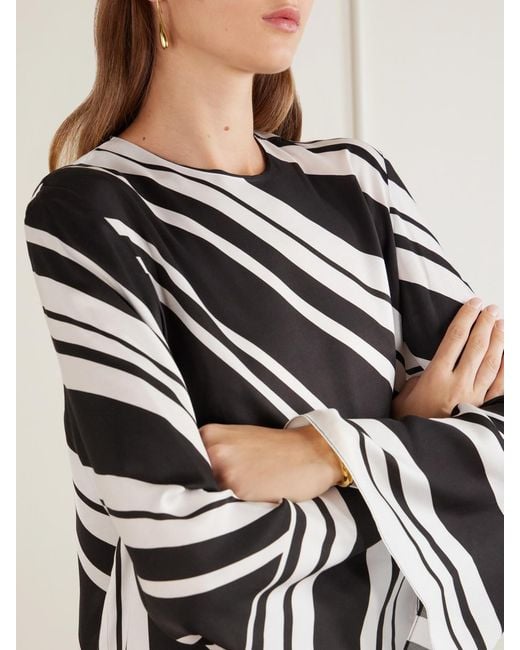 Brandon Maxwell Black The Leni Striped Twill Mini Dress