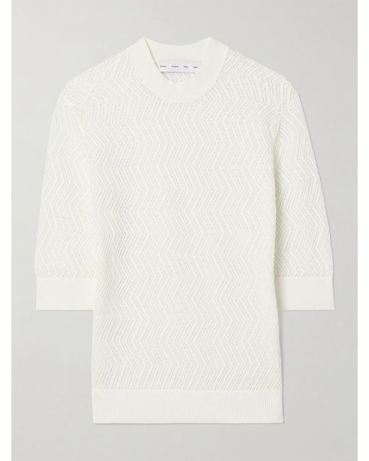 Proenza Schouler White Nicola Pointelle-Knit Cotton-Blend Sweater