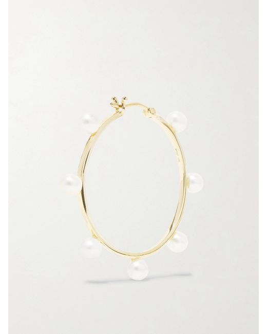 Mateo Natural Large Dot 14-Karat Pearl Hoop Earrings