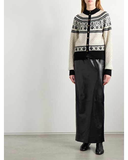 Khaite Natural Marc Intarsia Cashmere-Blend Cardigan