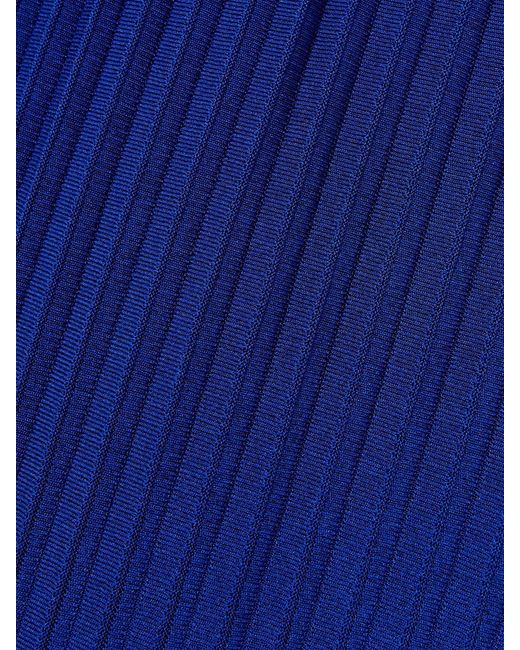 Givenchy Blue Fluted Ribbed-Knit Maxi Dress