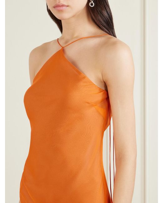 Sir Orange Dabica Layered Halterneck Silk-Chiffon Mini Dress
