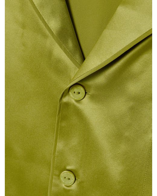 Olivia Von Halle Green Fifi Silk-Satin Pajama Set