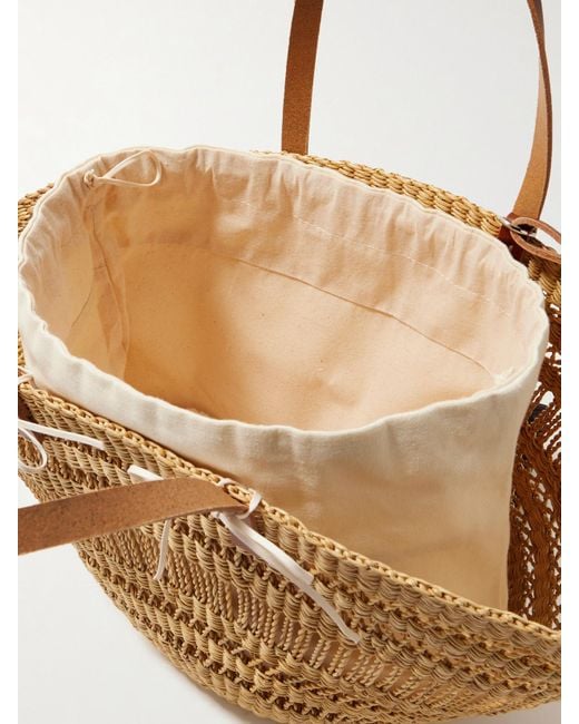 Muuñ Natural Colette Leather-Trimmed Straw Tote