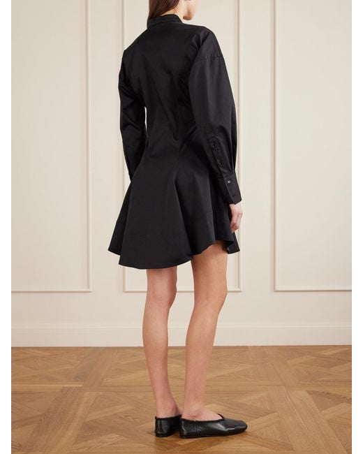Proenza Schouler Black Janan Paneled Cotton-Blend Satin Mini Dress