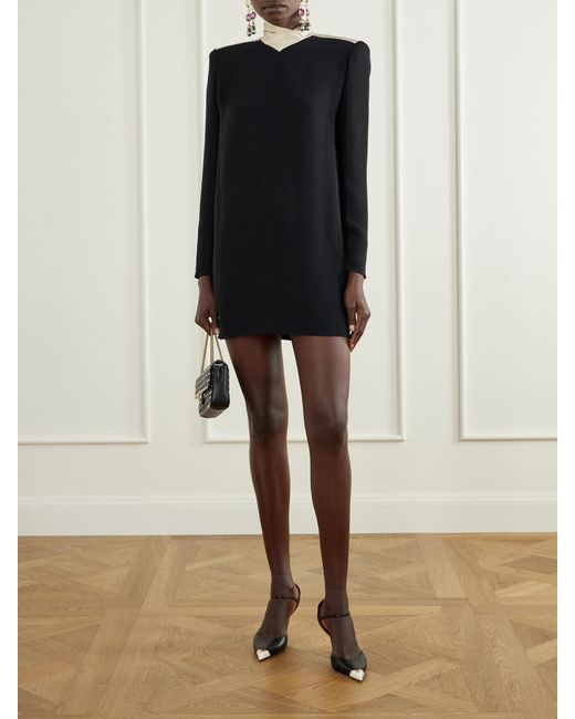 Valentino Garavani Blue Satin-Trimmed Silk-Cady Mini Dress