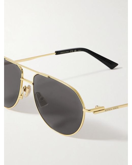 Bottega Veneta Black Aviator-Style-Tone Sunglasses