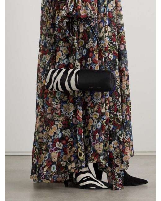 Khaite Black Kye Zebra-Print Calf Hair And Leather Shoulder Bag
