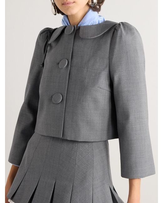 ShuShu/Tong Gray Cropped Grain De Poudre Jacket