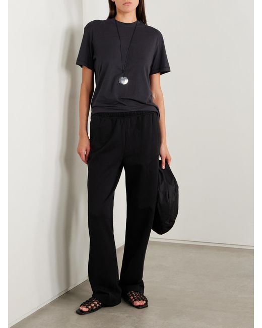 Pantalon Droit En Jersey De Coton Mélangé Classic, Onyx Skims en coloris Black