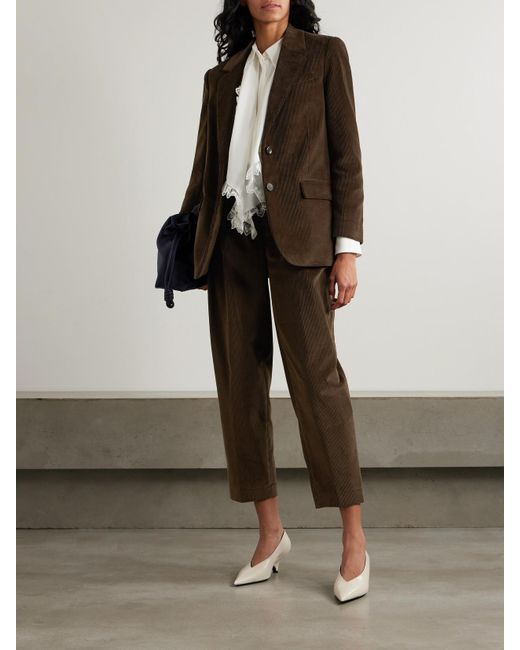 Altuzarra Brown Emmett Pleated Cotton-Corduroy Tapered Pants