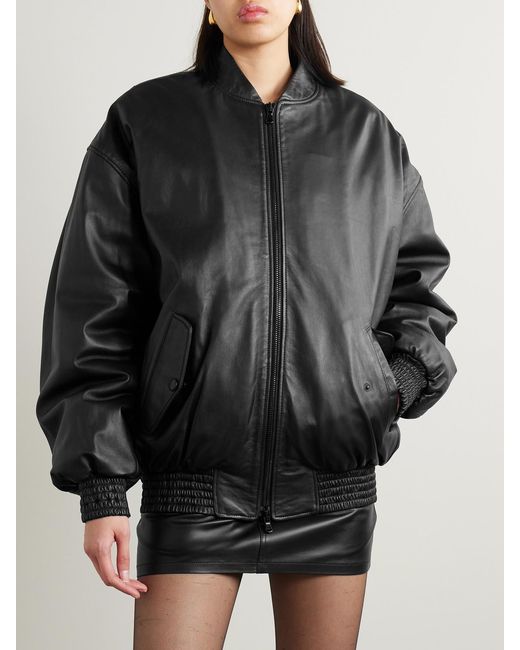Wardrobe NYC Black Leather Bomber Jacket
