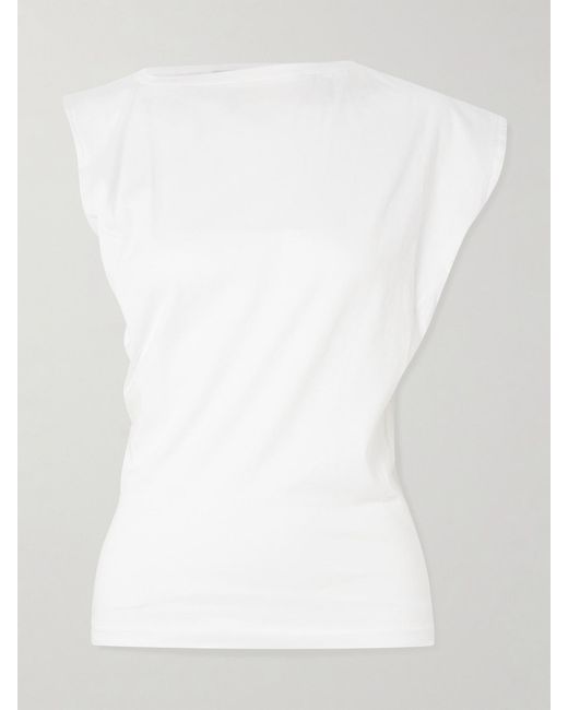 Agolde White Beth Draped Organic-Cotton Jersey T-Shirt