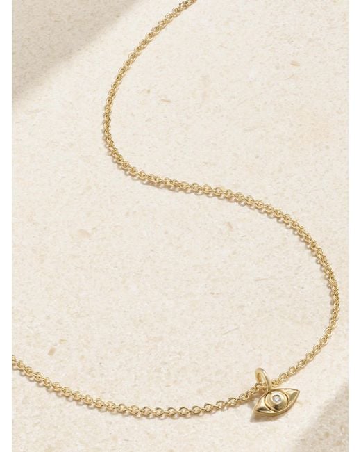 STONE AND STRAND Natural Mini Evil Eye 14-Karat Diamond Necklace