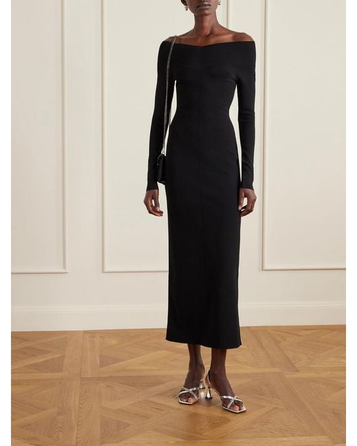 Stella McCartney Black Off-The-Shoulder Knitted Midi Dress