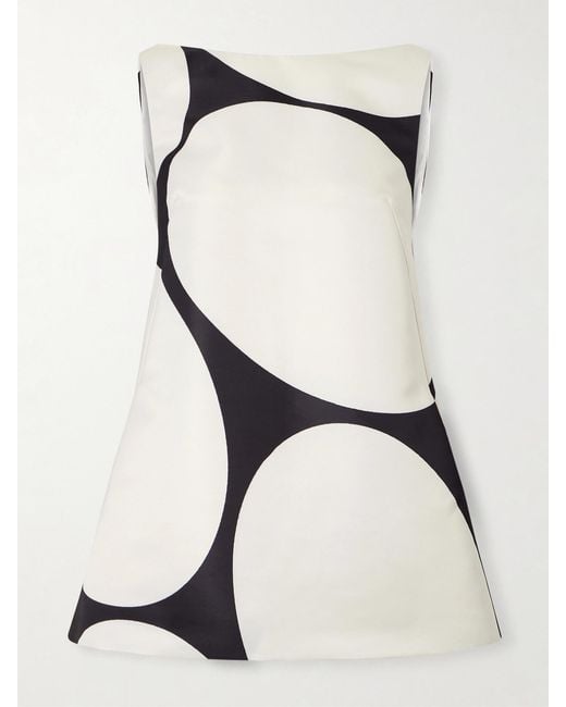 Dries Van Noten Natural Polka-Dot Duchesse-Satin Mini Dress