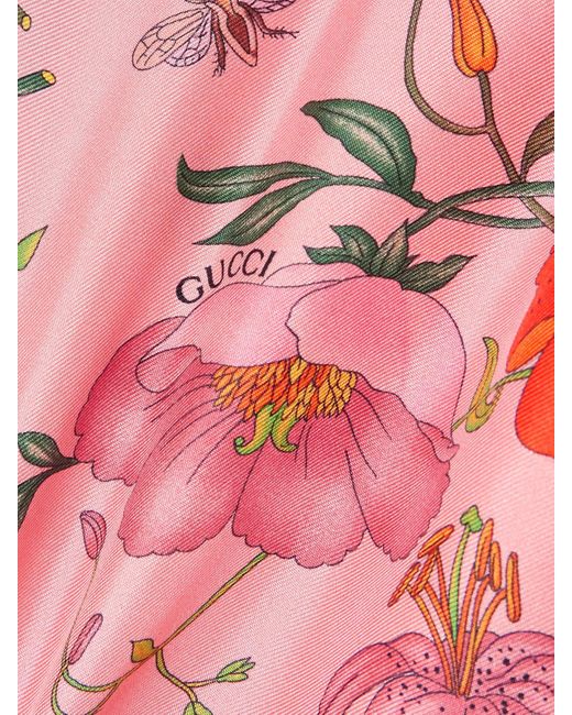 Gucci Red Hose Mit Weitem Bein Aus Bedrucktem Seiden-Twill