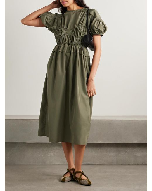 CECILIE BAHNSEN Green Betsy Midikleid Aus Recyceltem Shell Mit Raffungen