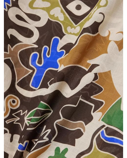 ALÉMAIS Brown Maroc Pareo Aus Bedrucktem Biobaumwoll-Voile Mit Fransen