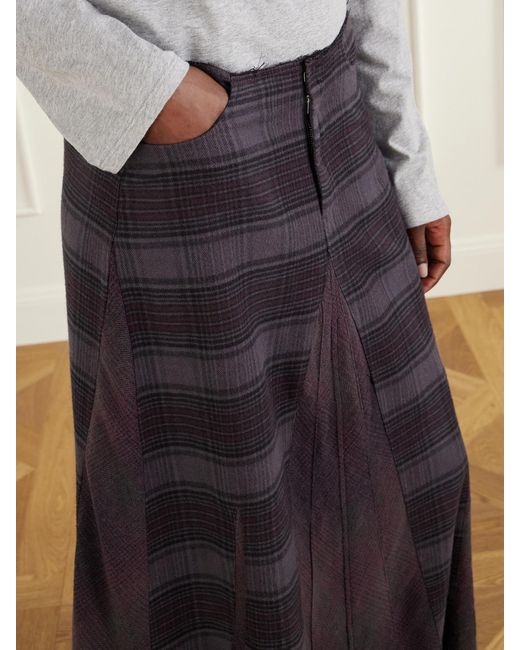 Our Legacy Purple Rebel Checked Cotton-Flannel Midi Skirt
