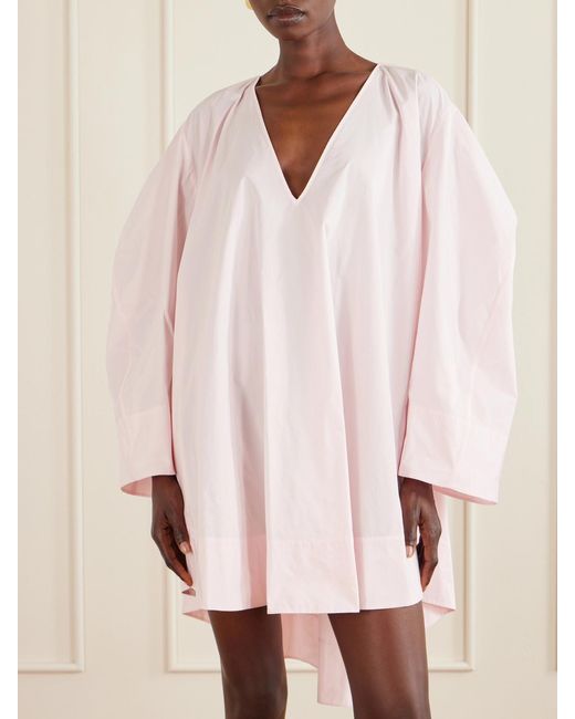 Jacquemus Pink Paysan Oversized Cotton-Blend Mini Dress