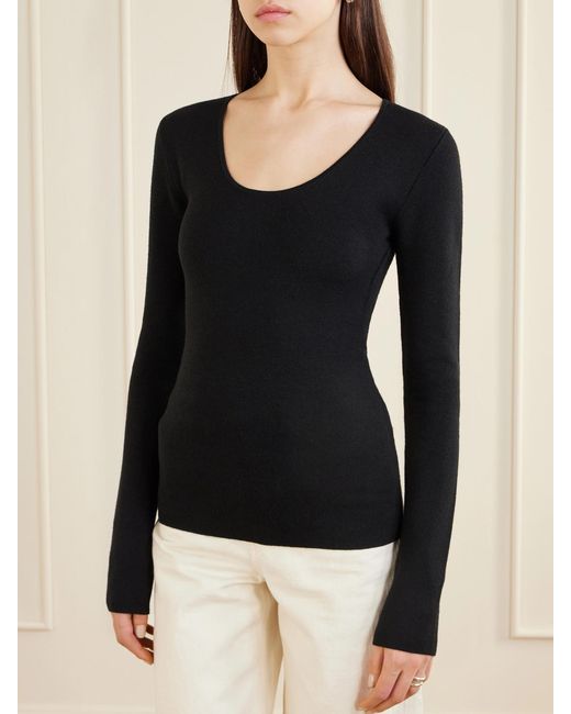 Totême Black Wool-Blend Top