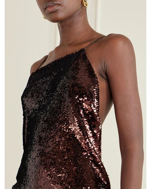Alex Perry Brown Sequined Mesh Mini Dress