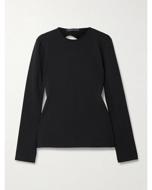 Tibi Black Cutout Stretch-Jersey T-Shirt
