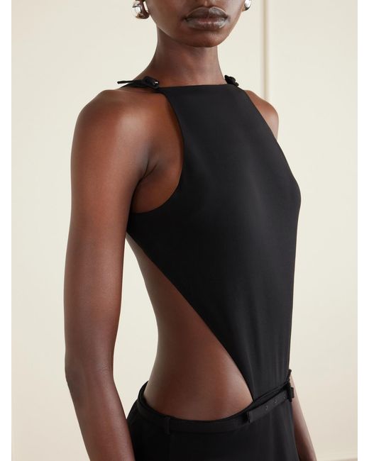 Courreges Black Open Back Jersey Mini Dress
