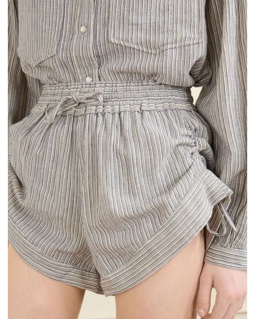 Isabel Marant Gray Thaliany Striped Cotton Drawstring Shorts