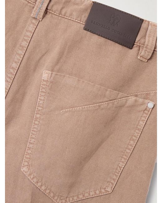 Brunello Cucinelli Natural Halbhohe Jeans Mit Weitem Bein