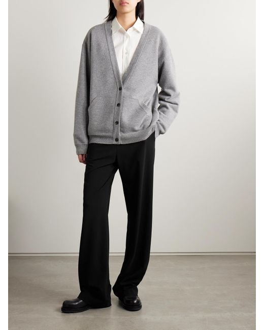 The Row Black Seraphim Wool-Blend Wide-Leg Pants