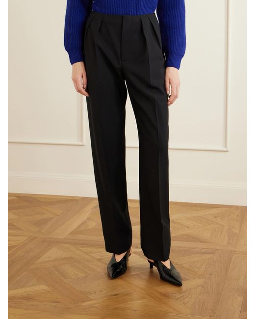 Jil Sander Black Pleated Wool Straight-Leg Pants
